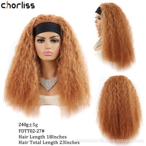Wholesale Light Blonde Long Straight Scarf Colorful Turban Wig Cheap Heat Resistant Synthetic Headband Hair Wigs For Woman